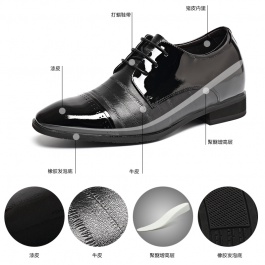 【何金昌】男内增高皮鞋舒适内增高商务正装皮鞋增高7CM黑色