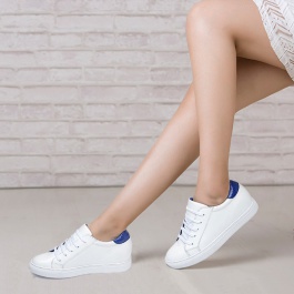 【赫升】时尚经典内增高女鞋7厘米隐形舒适内增高女休闲板鞋白/蓝