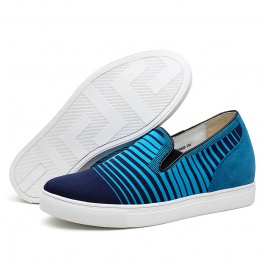 【乐昂】新款内增高滑板鞋隐形增高6CM蓝色休闲鞋