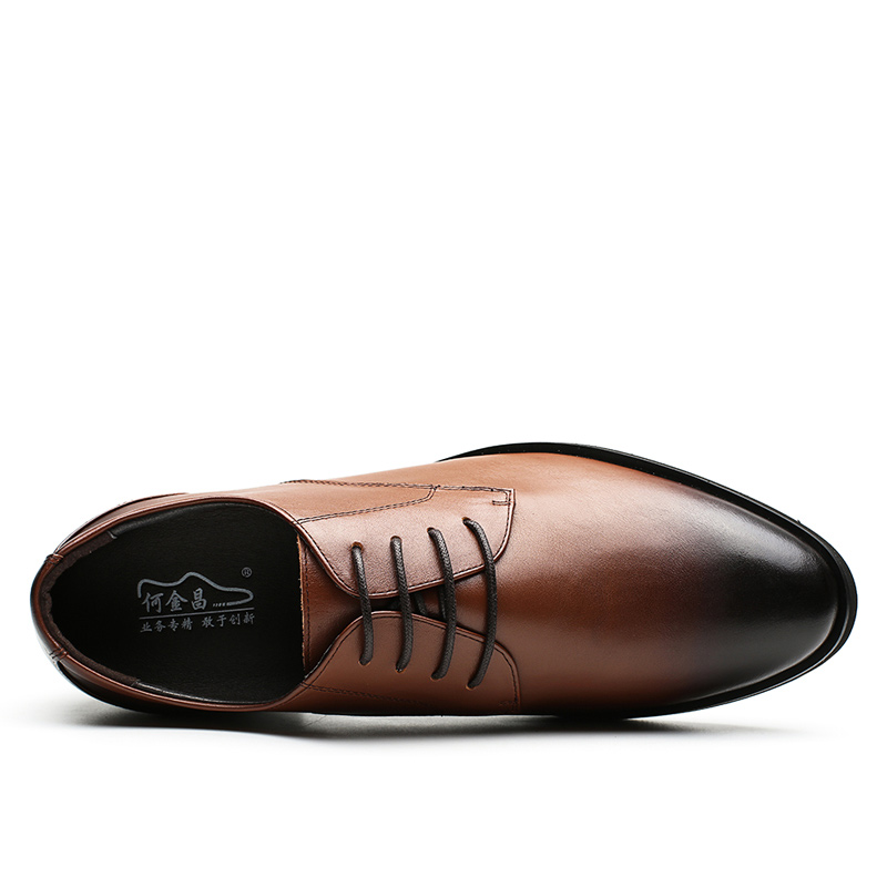 男士内增高鞋 正装鞋 内增高7CM 红棕 商品货号：DX70H106-1【何金昌】
