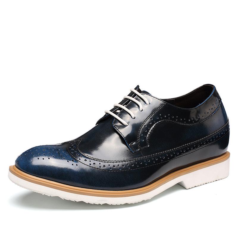 男士内增高鞋 商务休闲 内增高6.5CM 黑蓝色 商品货号：DX60B06-2【特卖】