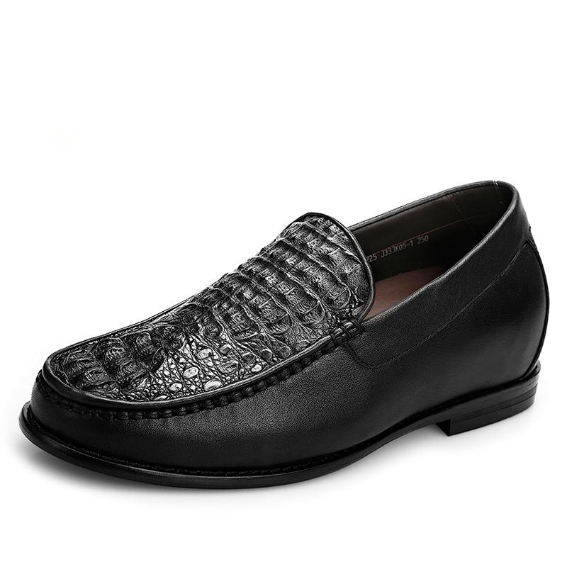  精品定制鞋 内增高6CM 黑色鳄鱼头 商品货号：J333K05-1【金墨瑞】