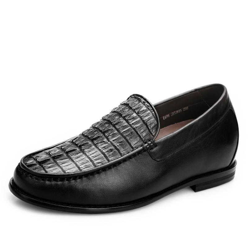  精品定制鞋 内增高6CM 黑色鳄鱼尾 商品货号：J333K05【金墨瑞】