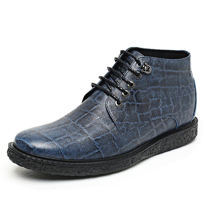 男士内增高鞋 靴子 内增高7CM 蓝色 商品货号：H52B05K023D【何金昌】