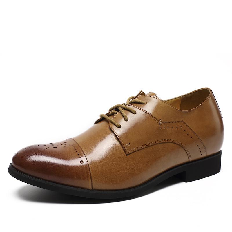 男士内增高鞋 正装鞋 内增高6CM 棕色 商品货号：H71D15V102D【特卖】