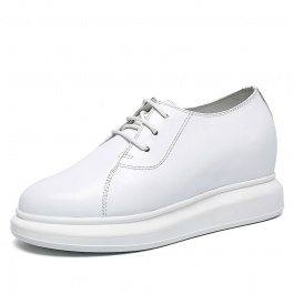 【赫升】白色内增高滑板鞋女士内增高休闲鞋增高8CM