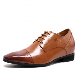 【何金昌】棕色款正装商务皮鞋男士商务皮鞋内增高7CM