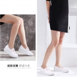 【赫升】新款白色增高休闲女鞋 隐形增高7厘米小白鞋