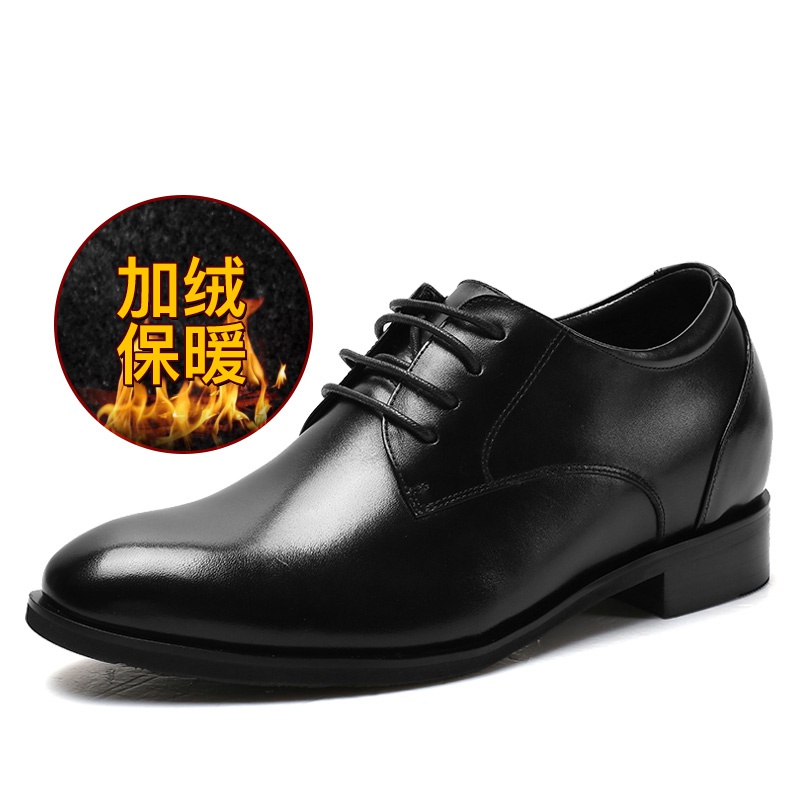 男士内增高鞋 正装鞋 内增高7CM 黑色【加绒款】 商品货号：DX70H106-3【何金昌】