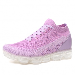 【赫升】紫粉色女士运动增高鞋 太空鞋 耐磨气垫跑步鞋增高鞋女款 7CM