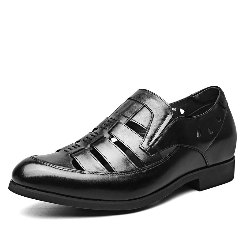 男士内增高鞋 凉鞋 内增高6CM 黑色 商品货号：H81D15D192D【双11特价鞋】