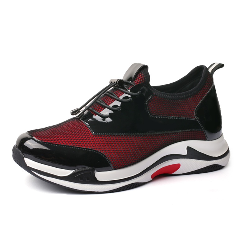 男士内增高鞋 运动鞋 内增高7CM 黑/红 商品货号：H82C98D015D【双11特价鞋】