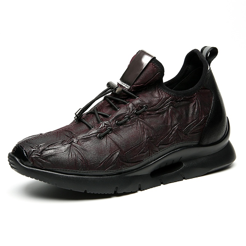 男士内增高鞋 运动鞋 内增高7CM 酒红色 商品货号：H82C103D063D【双11特价鞋】