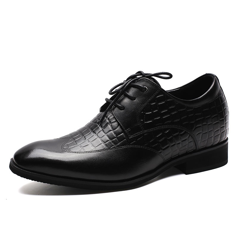 男士内增高鞋 正装鞋 内增高7CM 黑色 商品货号：H91D16H671D【何金昌】