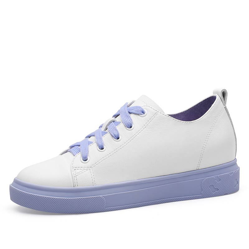 女士内增高鞋 休闲滑板鞋 内增高7CM 白紫 商品货号：W92JH202082【赫升】