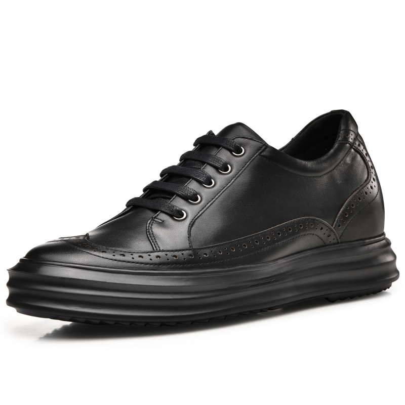 男士内增高鞋 商务休闲 内增高7CM 黑色 商品货号：H82T55D022D【何金昌】