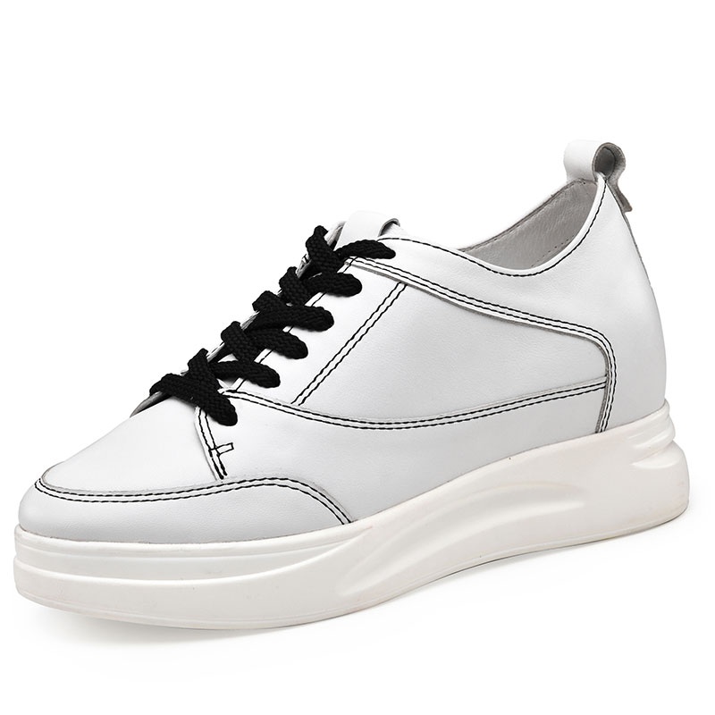 女士内增高鞋 休闲滑板鞋 内增高8CM 白色 商品货号：W01W115F861D【赫升】