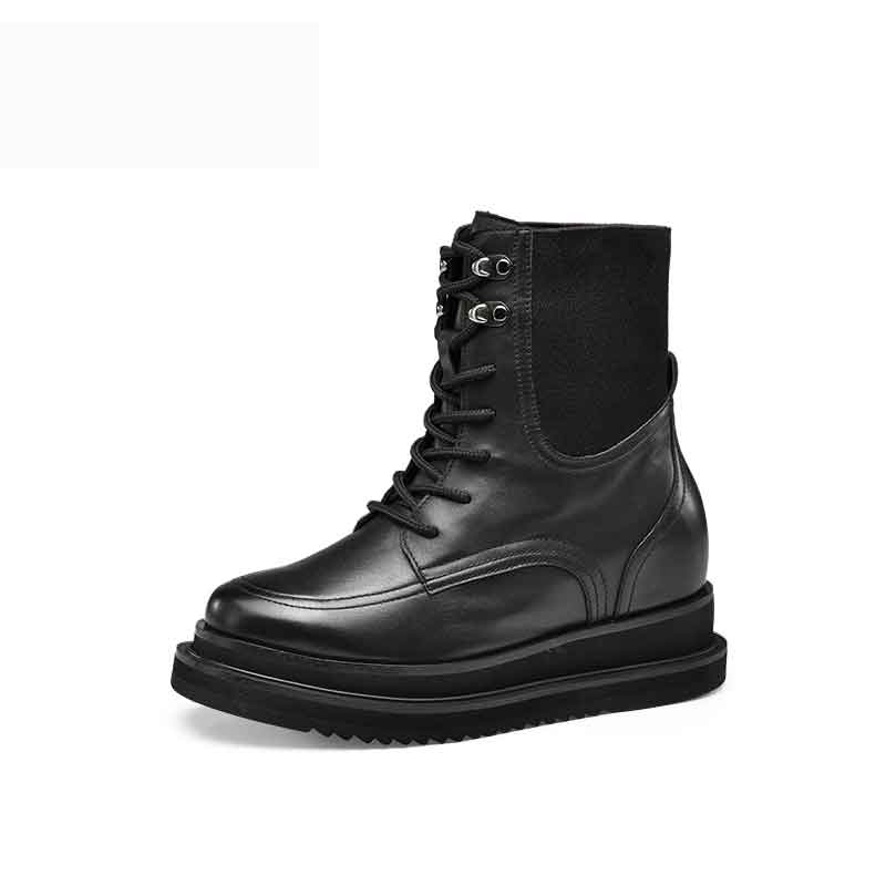 女士内增高鞋 女靴 内增高7CM 黑色 商品货号：W02W168A011D【赫升】