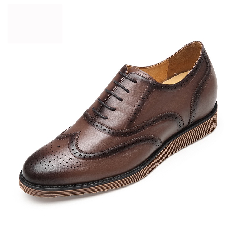 男士内增高鞋 正装鞋 内增高7CM 棕色 商品货号：H01C126B052D【何金昌】