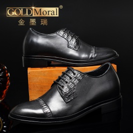 【金墨瑞】黑色商务皮鞋男士内增高正装定制皮鞋增高7CM