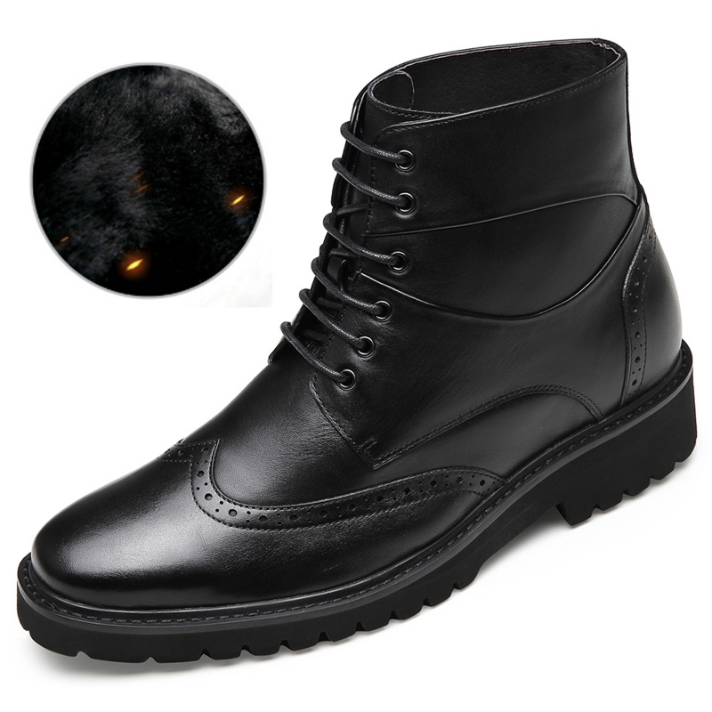 男士内增高鞋 靴子 内增高7CM 黑色（加绒） 商品货号：H02B42B051A【何金昌】