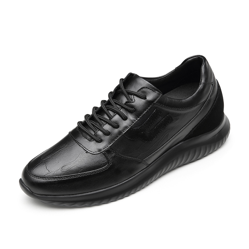 男士内增高鞋 商务休闲 内增高7CM 黑色 商品货号：H02C102A351D【何金昌】