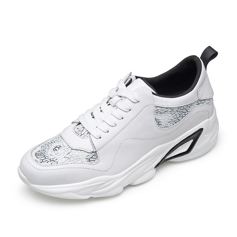 男士内增高鞋 运动鞋 内增高7CM 白色 商品货号：H02C102A371D【何金昌】