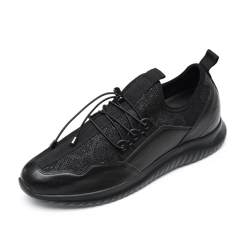 男士内增高鞋 运动鞋 内增高7CM 黑色 商品货号：H01C102A361D【何金昌】