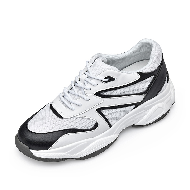 男士内增高鞋 运动鞋 内增高8CM 白色/黑色 商品货号：H02C130A301D【何金昌】