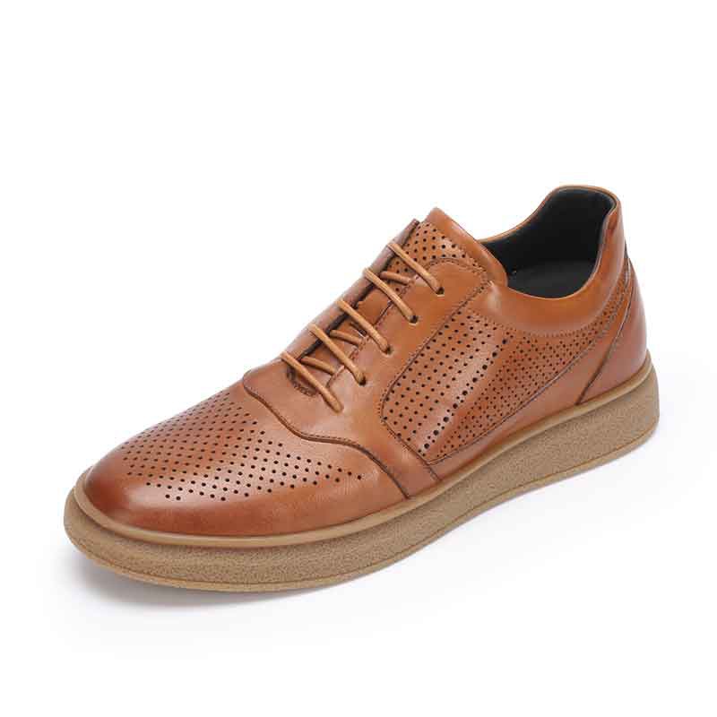 男士内增高鞋 日常休闲鞋 内增高6CM 棕色 商品货号：L1HC1750001【乐昂】