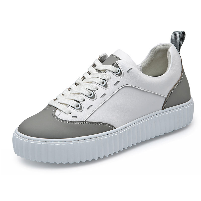 女士内增高鞋 休闲滑板鞋 内增高6CM 白色/灰色 商品货号：W1W189J0061D【赫升】