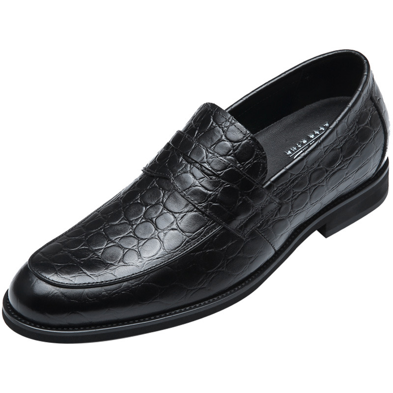 男士内增高鞋 正装鞋 内增高6CM 黑色 商品货号：H1D97E0011D【何金昌】