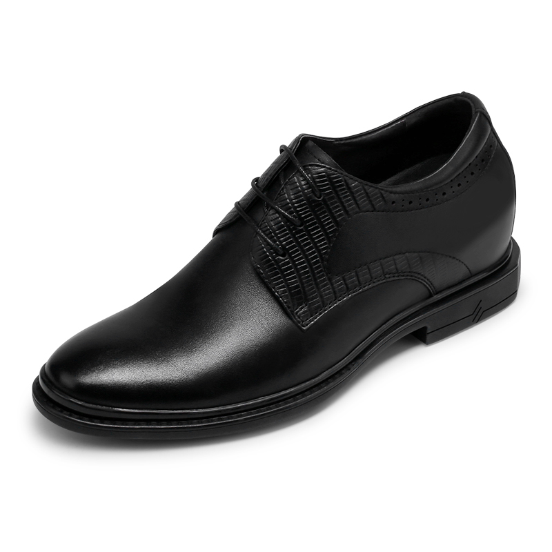 男士内增高鞋 正装鞋 内增高6CM 黑色 商品货号：H1HS1206001【何金昌】