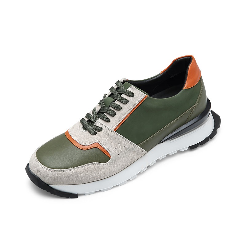 男士内增高鞋 运动鞋 内增高7CM 绿色/杏色 商品货号：H1C127D0221D【何金昌】