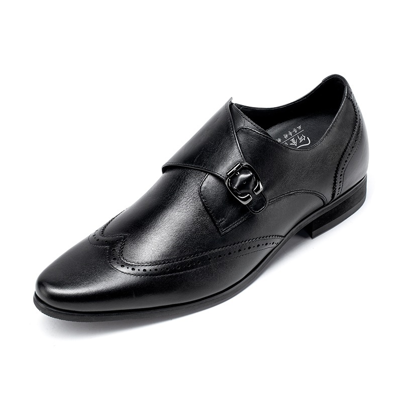 男士内增高鞋 正装鞋 内增高7CM 黑色 商品货号：C2D11D0081D【何金昌】