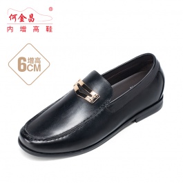 【何金昌】新款内增高精品鞋黑色商务休闲增高鞋增高6CM
