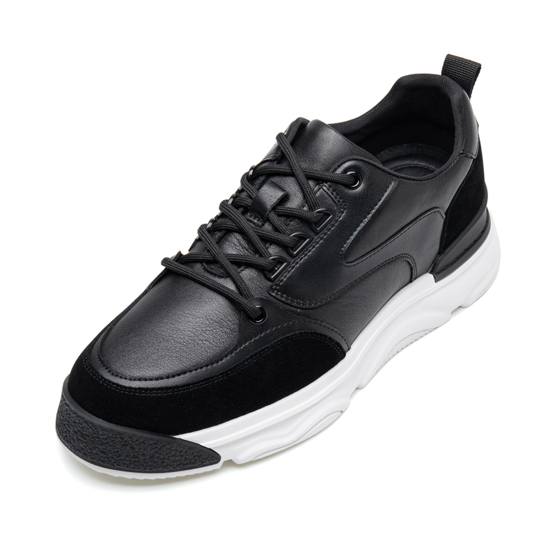 男士内增高鞋 日常休闲鞋 内增高7CM 黑色 商品货号：H3JC1012393【何金昌】