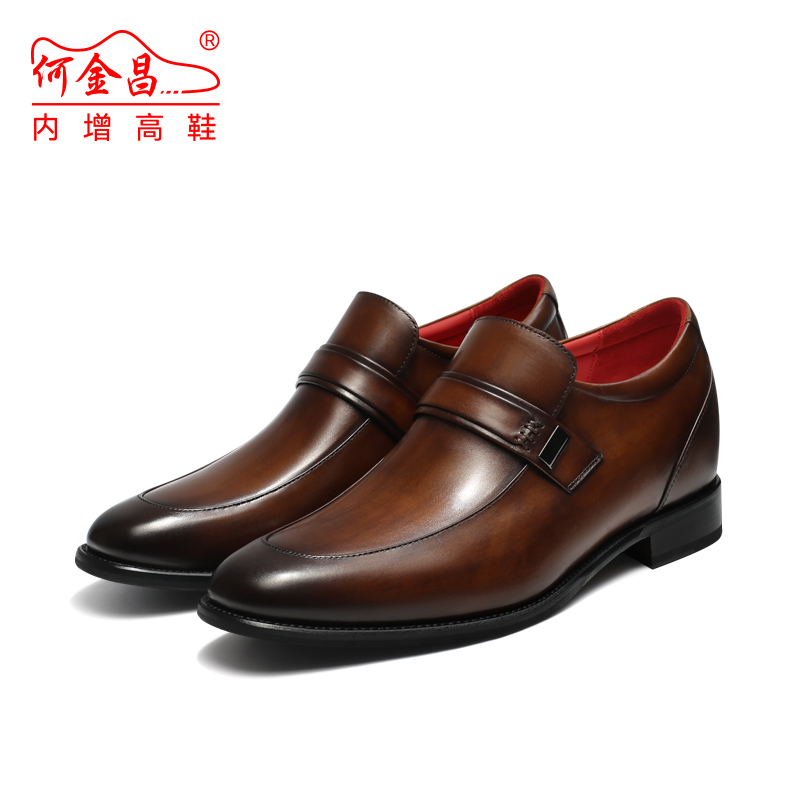  精品定制鞋 内增高7CM 棕色 商品货号：N97H01F3【何金昌】