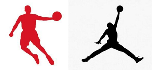 投篮标志的运动员才是air jordan的logo,而运球的则是中国乔丹品牌